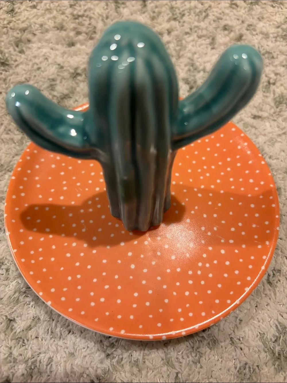 Southwest Ceramic Teal Cactus Ring Jewelry Trinket Dish NWT Sass & Belle 5x4”